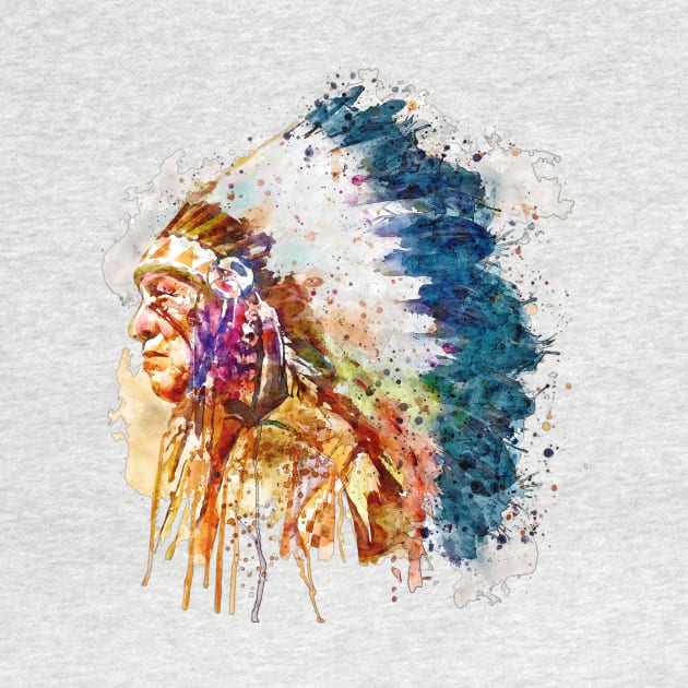 Native American Chief Side Face by Marian Voicu